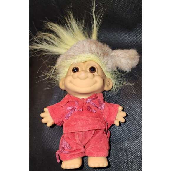 Vintage Russ Troll Doll With Red Outfit & Santa Hat Davey Crockett - Picture 1 of 9